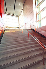 Image showing modern building and red metal wall indoor