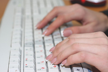 Image showing Hand on the keyboard