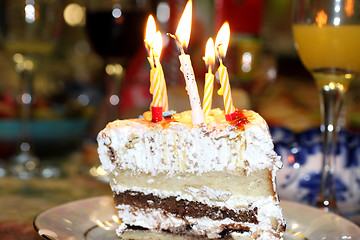 Image showing Pie with a candle