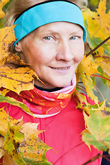 Image showing Autumn portrait of the sports woman