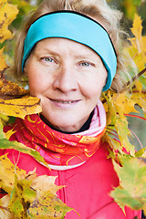 Image showing Autumn portrait of the sports woman