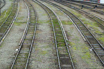 Image showing Railway rails leaving in a distance