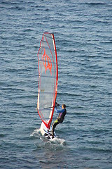 Image showing Fast moving windsurfer
