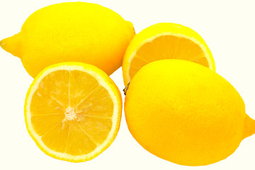 Image showing Whole and cut lemons.