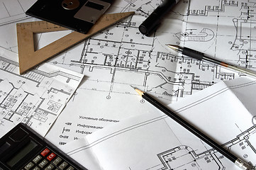 Image showing Construction blueprints