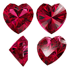 Image showing ruby red heart shape isolated