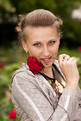 Image showing girl with a rose