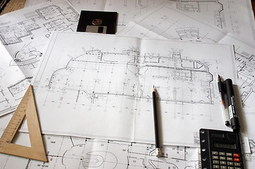Image showing Construction blueprints