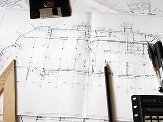 Image showing Construction blueprints