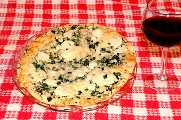 Image showing pizza, wine