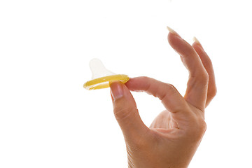 Image showing holding a condom