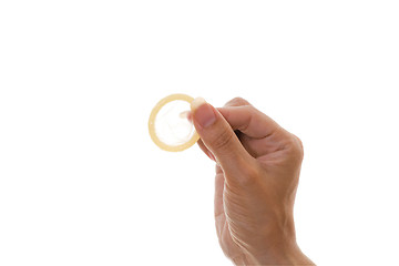 Image showing holding a condom