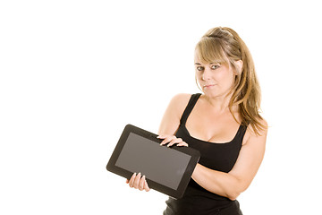 Image showing woman holding tablet computer