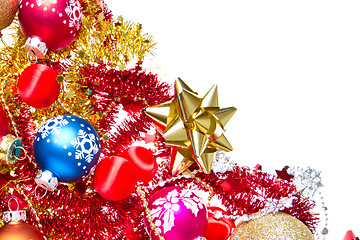 Image showing christmas balls and tinsel