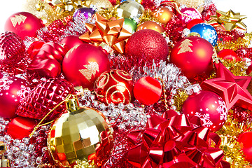 Image showing christmas balls and tinsel