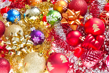 Image showing christmas balls and tinsel