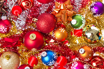 Image showing christmas balls and tinsel