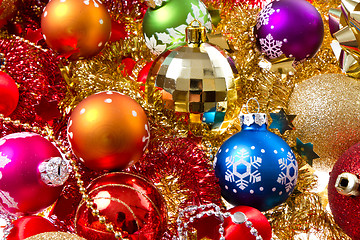 Image showing christmas balls and tinsel