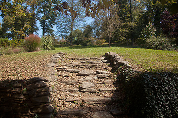 Image showing Stone steps lead to garden