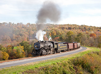 Image showing WM Steam train powers along railway