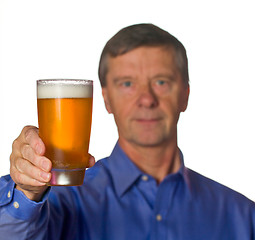 Image showing Senior man with glass of beer