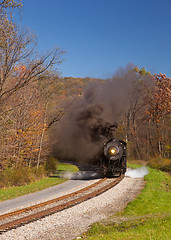 Image showing WM Steam train powers along railway