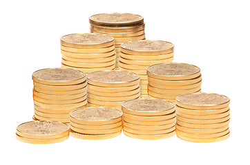 Image showing Stack of golden eagle coins