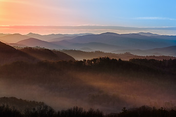 Image showing Sunrise over Smoky Mountains