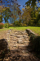 Image showing Stone steps lead to garden