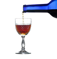 Image showing Sherry or port being poured into glass