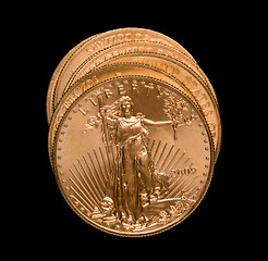 Image showing Stack of golden eagle coins