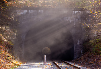 Image showing Smoke after train has left tunnel