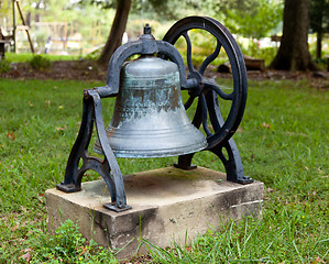 Image showing Old church bell in garden