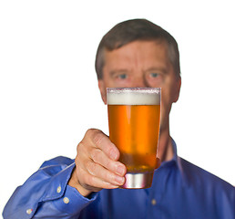 Image showing Senior man with glass of beer