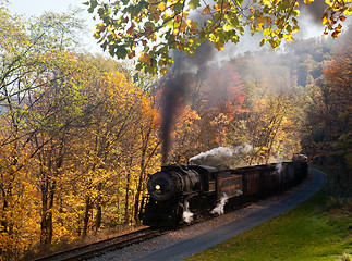 Image showing WM Steam train powers along railway