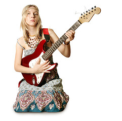 Image showing hippie girl with the guitar