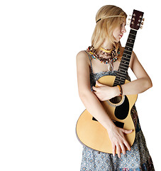 Image showing hippie girl with the guitar