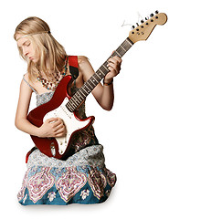 Image showing hippie girl with the guitar