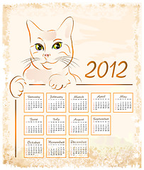 Image showing cat showing  vintage calendar 2012