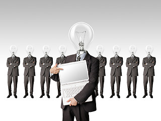 Image showing businessman with lamp-head have got an idea