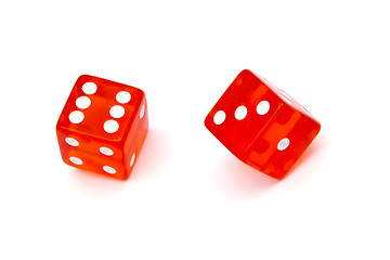 Image showing Red dice isolated on white background 