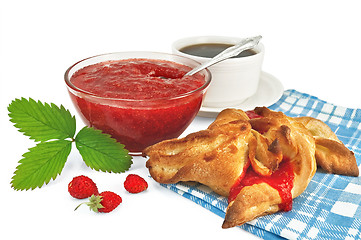 Image showing Jam strawberry with a bun