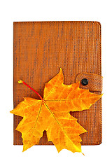 Image showing Notebook closed with a maple leaf