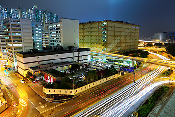 Image showing megacity traffic and highway at night