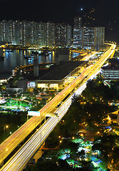 Image showing Highway at night in modern city