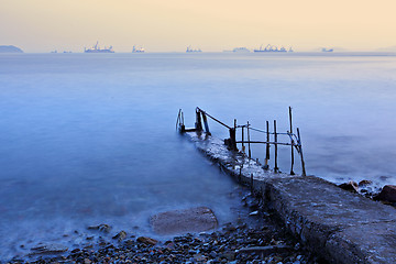 Image showing old pier at sunset