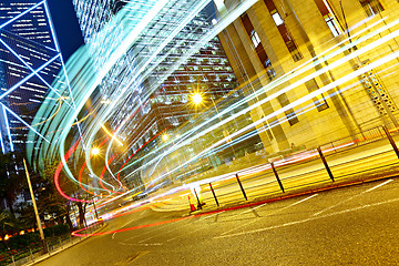 Image showing light trails in modern city