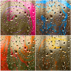 Image showing set dripped water on abstract background