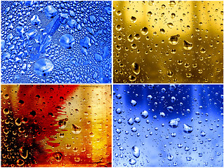 Image showing set dripped water on abstract background