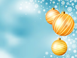 Image showing Light blue Christmas backdrop with balls. EPS 8